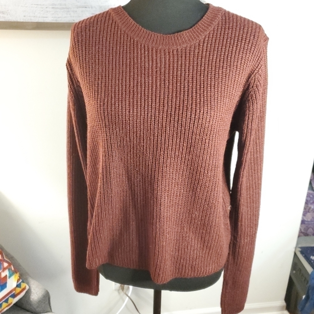 Ambiance appears LACE-UP BACK SWEATER Size LARGE NEW